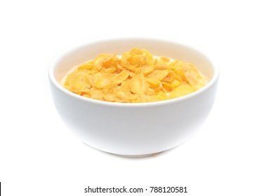 Cornflakes on bowl  isolated on white background