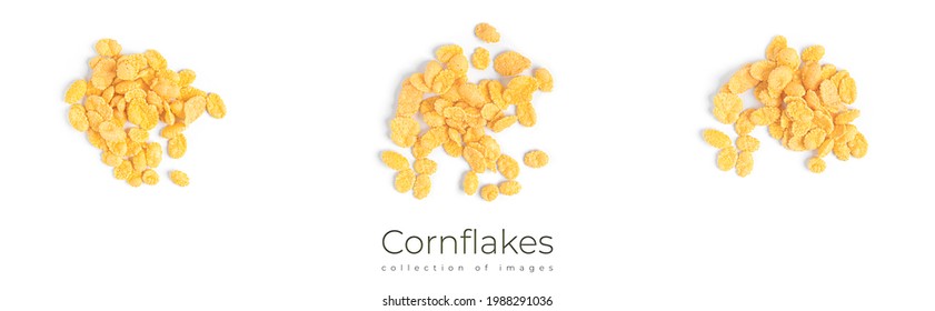 Cornflakes on a white background. Cornflakes collection. High quality photo