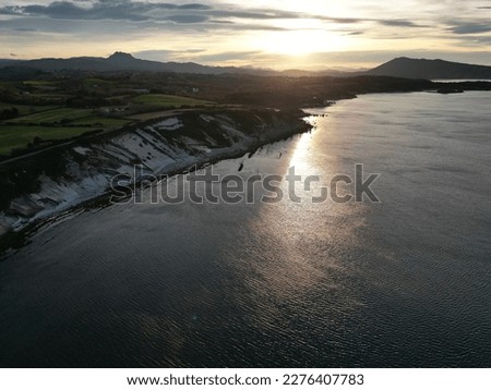 Corniche Basque in Hendaye drone view, Basque Country, Atlantic Ocean, Southwest