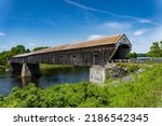 Cornish-Windsor Covered Bridge. Built in 1866, longest two-span covered bridge. Site of General Lafayette