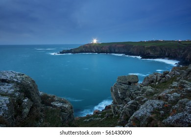 Cornwall, England: Lizard Point Lighthouse at twilight.