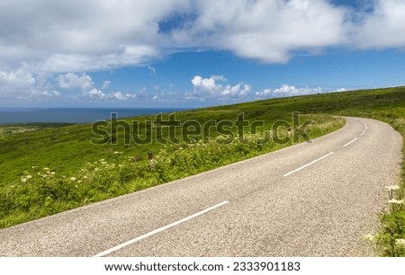 Cornwall, Lands End, St. Ives, winding, England, coast, bends, sea, UK, Cornish, Penzance, landscape, street, United Kingdom, blue, sky, bend, Europe, scenic, green, beautiful, agriculture, countrysid