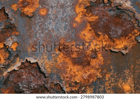 Coroded metal surface with peeling paint and heavy rust