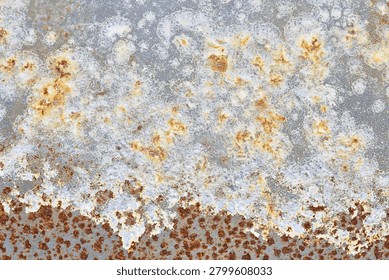 Coroded paint and severe rust on aged industrial metal