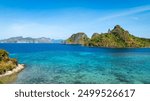 Coron, Palawan, Philippines, aerial view of beautiful lagoons and limestone cliffs.