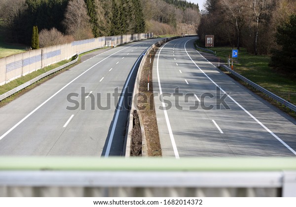 Corona crisis - Almost empty\
Highway A1 near Ohlsdorf (Gmunden district, Upper Austria,\
Austria)