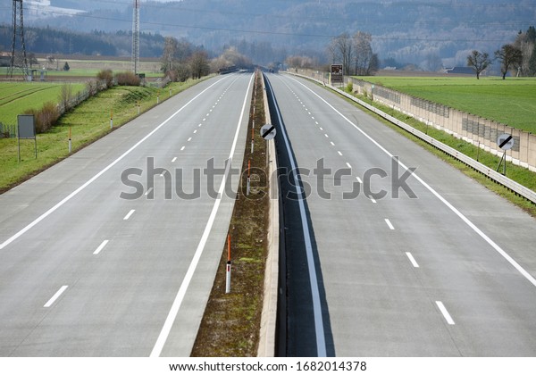 Corona crisis - Almost empty\
Highway A1 near Ohlsdorf (Gmunden district, Upper Austria,\
Austria)