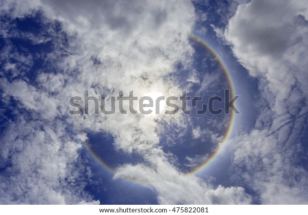 Corona on blue sky,
the sun with the ring