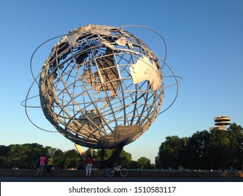 Corona park, Queens, NY/ USA - June 29, 2014: The huge world monument named Unisphere of Flushing Meadows 