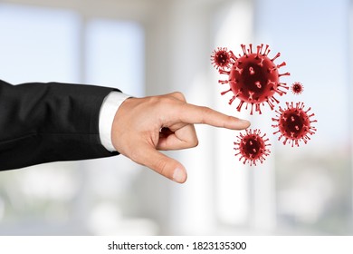 Corona Virus 2019, Hand Touch Virus Molecule