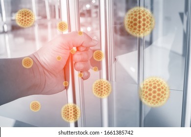 Corona virus , COVID-19, 2019-nCoV, The germ spread from person to person through direct physical contact - Shutterstock ID 1661385742
