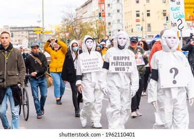 Corona Virus Demonstration with against protest in the Wilhemstrasse in Berlin on the 24 April 2021. Protester protest against the Infection protection measures.