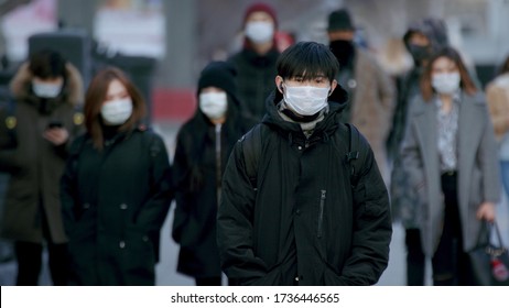Corona Virus Flu Asia. Wearing Respiratory Protection Face Masks Korea. Korean City Street Crowd Walk Real. Asian Covid-19 Coronavirus Mers. Chinese People. Lockdown 2019-ncov China. Covid19.