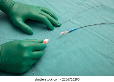 Coronary Imaging Catheter. Dual Lumen Catheter. Coronary angiography showing Micro Catheter guidewire.