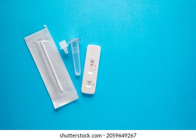 Coronavirus Antigen Test With A Negative Result On Blue Background