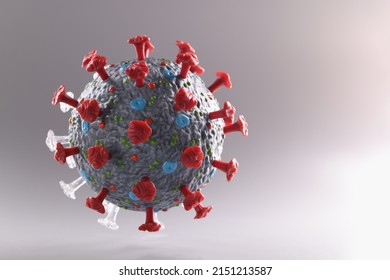 Coronavirus Bacteria Plastic Model, Micro Virus And Covid-19 Cell Bacteria