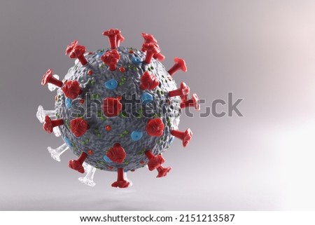 Coronavirus bacteria plastic model, micro virus and covid-19 cell bacteria