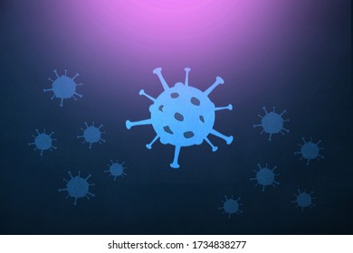 Coronavirus And Covid-19 Molecules Under UV Light. The Concept Of An Invisible Virus