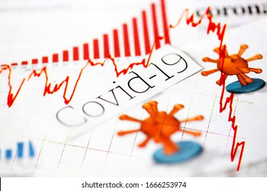 Coronavirus, Covid-19, Newspaper Headlines.  Declining Stock Market Plot