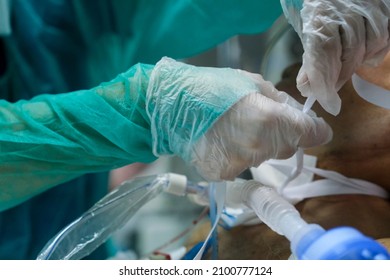 A Coronavirus Disease (COVID-19) Positive Patient At The Intensive Care Unit (ICU) Of The Sotiria Hospital, In Athens, Greece, November 17, 2021.