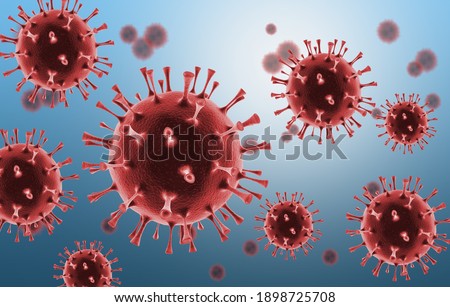 Coronavirus illustration. New deadly disease-causing viruses such as COVID-19 or SARS (Severe acute respiratory syndrome).