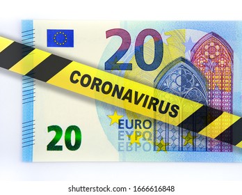 Coronavirus Impact On Euro Currency And European Union Economy. Concept Image. Digital Montage.