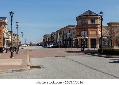 Coronavirus, Large Empty Retail Town, Suburban Philadelphia, Montgomery County, PA, March 16, 2020