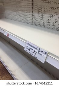 Coronavirus, London, Uk - 16/03/2020: Coronavirus (vivid-19) Panic Buying Empty Shelves Shops And Supermarkets Bare In Tottenham Empty Of Pasta, Toilet Rolls, Nappies 