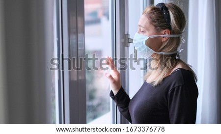 coronavirus outbreak isolation background woman horizontal home for virus hypochondria Stock photo © 