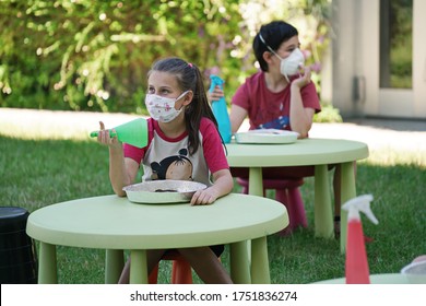 Coronavirus Outbreak Lifestyle:  Outdoor Summer School Activities With Social Distancing Measures. Turin, Italy - June 2020