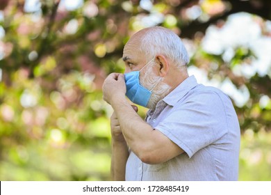 Coronavirus Pandemic. Senior Man Wearing Face Mask. Safety Measures. Support Elderly During Coronavirus Lockdown And Social Distancing. Pandemic Concept. Pandemic Outbreak. Do Not Touch Your Face.