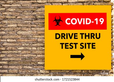 Coronavirus Panic, Drive Through For Covid-19, Drive-thru Coronavirus Testing Sign Banner, Testing Drive-up Lab, Laboratory Coronavirus,temporary Covid 19 Drive Through Experiment For People Signage