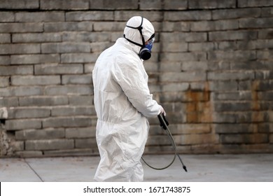 Coronavirus Quarantine. Disinfection and decontamination on a public place as a prevention against Coronavirus disease 2019, COVID-19. State of emergency over coronavirus - Shutterstock ID 1671743875