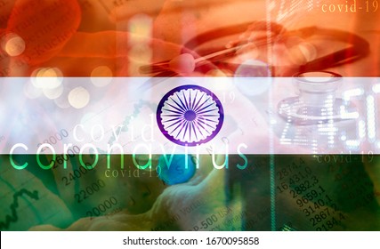 Coronavirus Spread In India Composite Image With Medical Object And Economic Indicator Showing The  Economic Consequences For Indian Economy