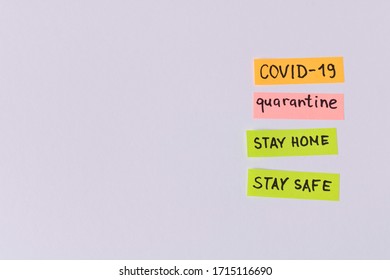 CORONAVIRUS. A sticker with the word COVID-19,quarantine on the light background. The concept of quarantine. Selective focus - Shutterstock ID 1715116690