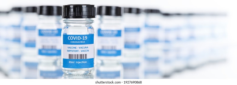 Coronavirus Vaccine Bottle Corona Virus COVID-19 Covid Vaccines Banner Copyspace Copy Space Bottles