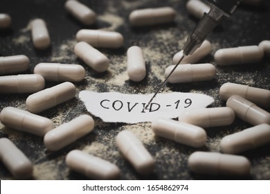 Coronavirus vaccine. China has created a vaccine against coronavirus. Found an effective cure for COVID-19. Vaccination against death is made in China. COVID-19 Disease Increases - Shutterstock ID 1654862974