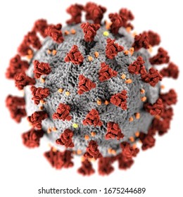 Coronavirus Virus Cell Closeup On White Background