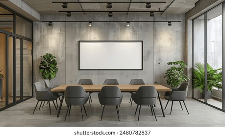 corporate branding identity logo display white blank frame mockup with modern business offices reception background as banner with copy space area mock up - Powered by Shutterstock