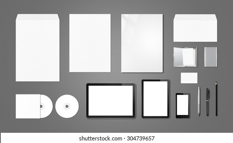 Corporate branding mockup template, isolated on dark grey background