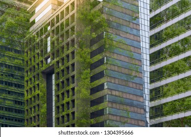 Corporate Building In City Plants Growing Sustainability Sustainable On Air , Architeture Green Energy City Background