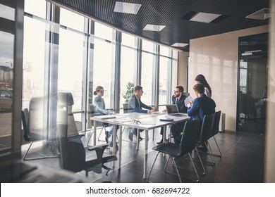 Corporate business team and manager in a meeting