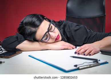 Corporate Business Woman Fallen Asleep Listening To A Self Hypnosis Mp3 Track