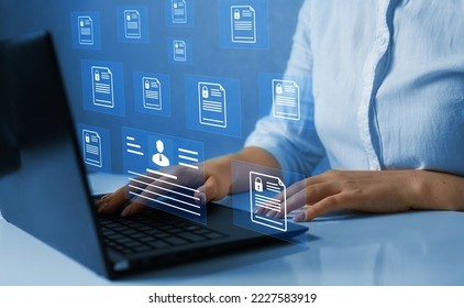 Corporate data management system and document management system with employee privacy. Software for security, searching and managing corporate files and employee information. - Shutterstock ID 2227583919