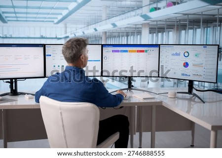 Corporate Manager Using Business Software System To Monitor Sales Process