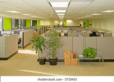 Corporate Office Settings Showing Desks, Cubicles, Files, And Conference Space