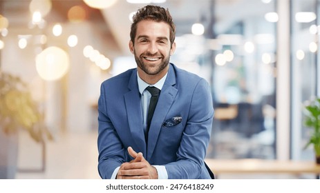 Corporate, portrait and business man in office with smile for legal consultation, professional or career pride. Bokeh, about us and male employee with confidence for lawyer, advocate or attorney - Powered by Shutterstock