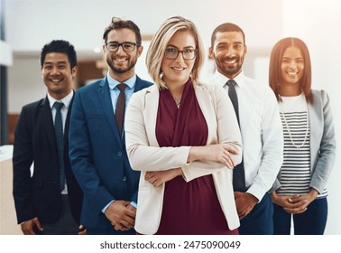 Corporate, portrait and team with leadership, confidence and diversity in office for teamwork and trust. Law firm, collaboration and group of lawyer with experience for legal, justice and courtroom - Powered by Shutterstock