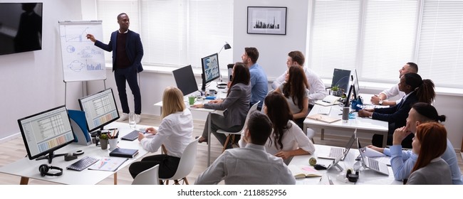 Corporate Training Presentation In Classroom With Computers - Shutterstock ID 2118852956