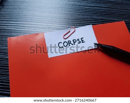 Corpse writting on blue background. 
